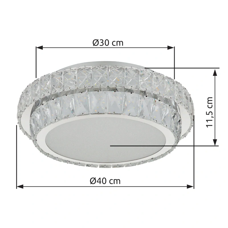 Globo 68157-38 KLARA - Křišťálový stropní lustr stmívatelný ovladačem, LED 38W, 2700–6000K, Ø 40cm