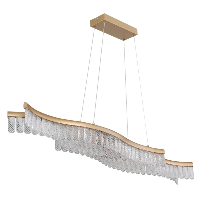 Globo 67348DG JULIET - Moderní závěsný křišťálový lustr v matné zlaté barvě, LED 35W, 3200K, 108cm