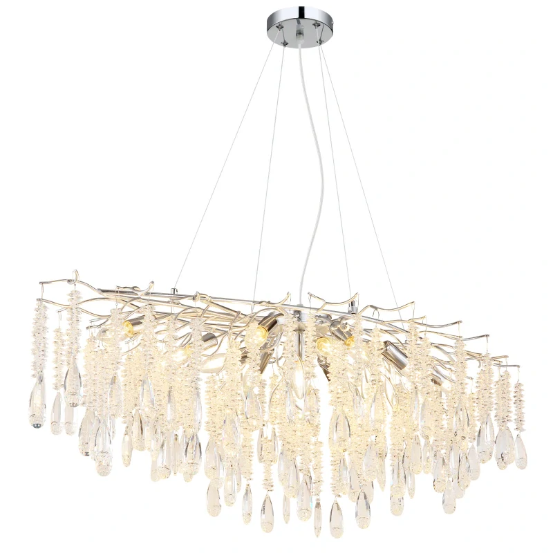 Globo 64141H2 KINGA - Závěsný lustr se skleněnými krystaly, 12 x E14, 120 x 50cm