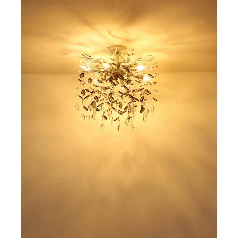 Globo 64138DS QUEENA - Stropní lustr se skleněnými kříšťálovými ověsky, 6 x E14, 50cm