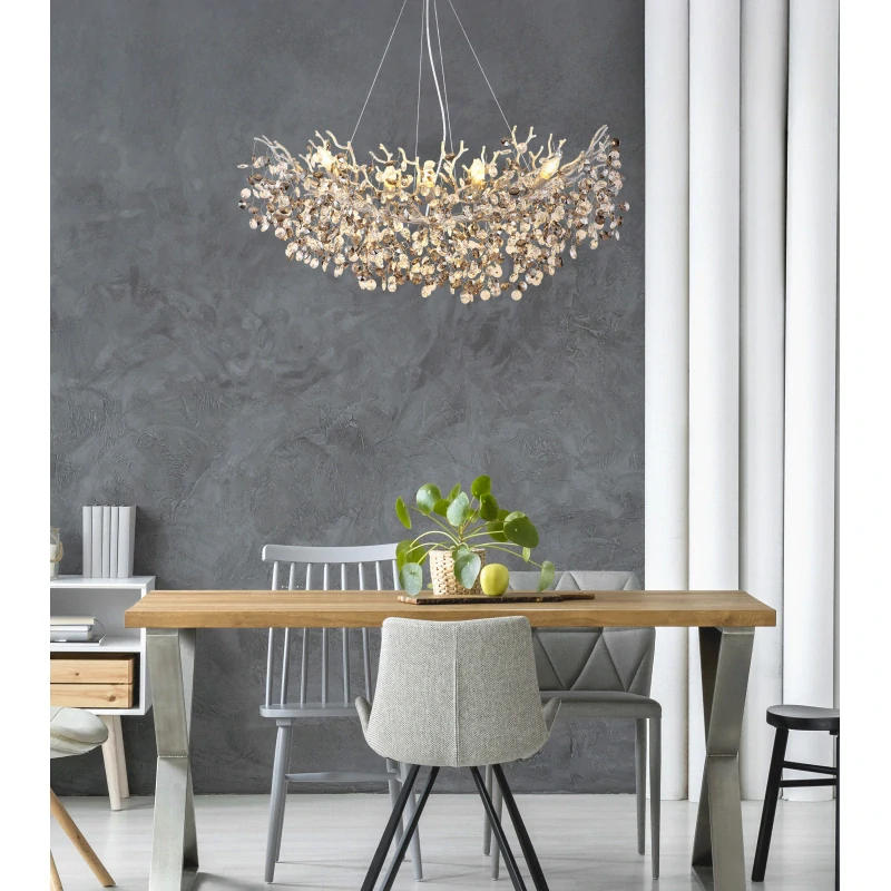Globo 64138H3S QUEENA - Závěsný lustr se skleněnými kříšťálovými ověsky, 10 x E14, 100 x 45cm