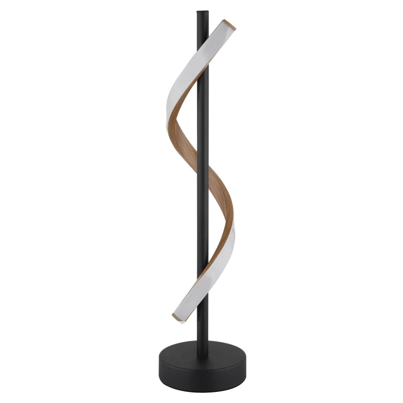 Globo 67354T WATKINS - Stolní lampa v matné černé barvě s imitací dřeva 12,5W, 3000K, 49cm