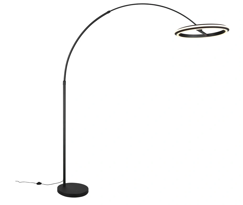 Trio Leuchten 442410132 AMADOR - Stmívatelná černá LED stojací oblouková lampa se změnou barvy světla, LED 21W, 2300+3000+4000K, 205cm