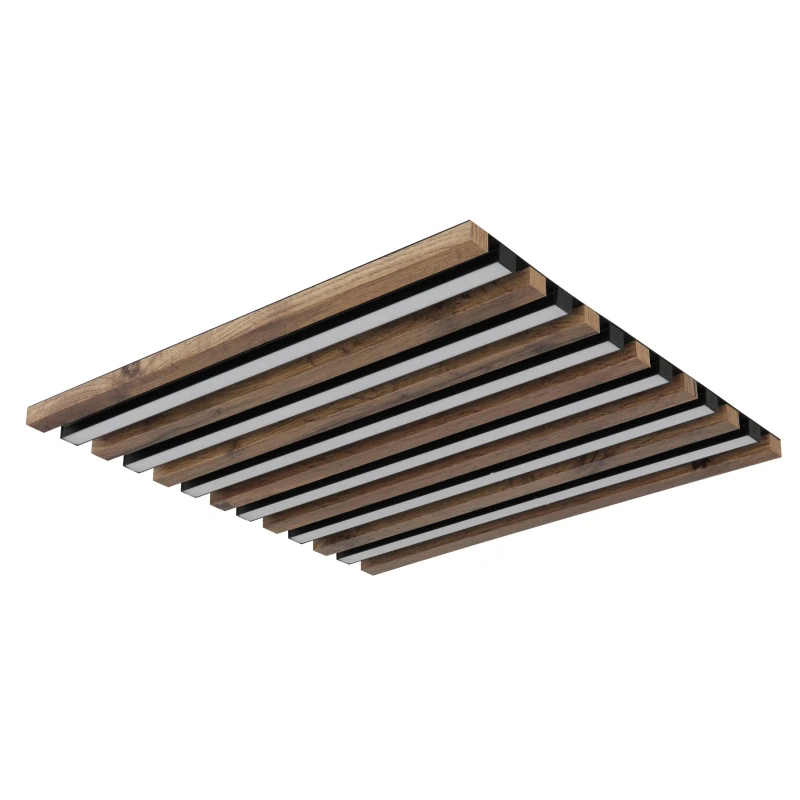 Globo 67347D2 HAYDEN - Stropní LED svítidlo v černé barvě s MDF dřevem, LED 30W, 3000K, 45 x 45cm