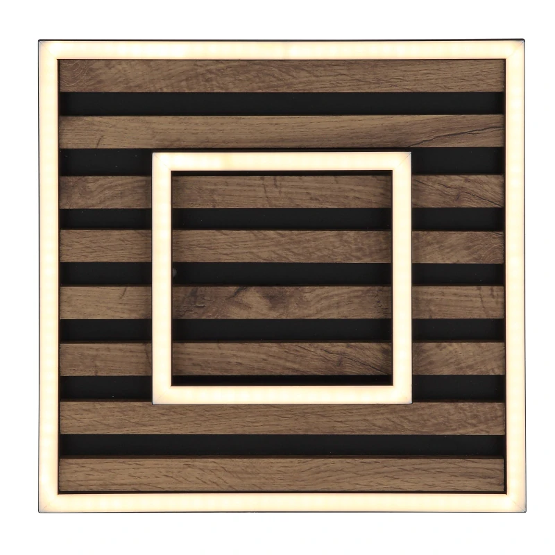 Globo 67345D WOODY - Stropní LED svítidlo v černé barvě s MDF dřevem, LED 15W, 3000K, 30x30cm
