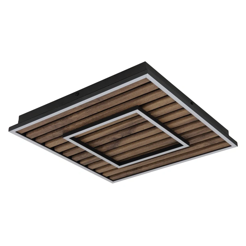 Globo 67345D1 WOODY - Stropní LED svítidlo v černé barvě s MDF dřevem, LED 36W, 3000K, 45 x 45cm