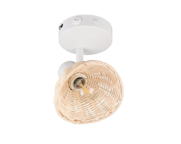 Trio Leuchten R86781731 CALVI - Nástěnná bílá lampička s ratanovým stínidlem, 1 x E14
