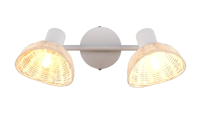 Trio Leuchten R86782031 CALVI - Stropní bílá lampa s ratanovými stínidly, 2 x E14