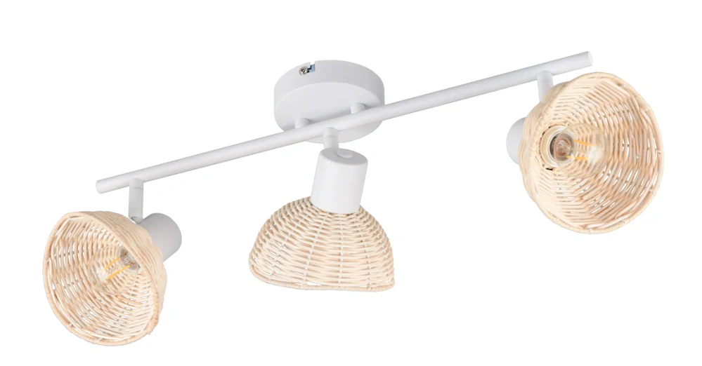 Trio Leuchten R86783031 CALVI - Stropní bílá lampa s ratanovými stínidly, 3 x E14