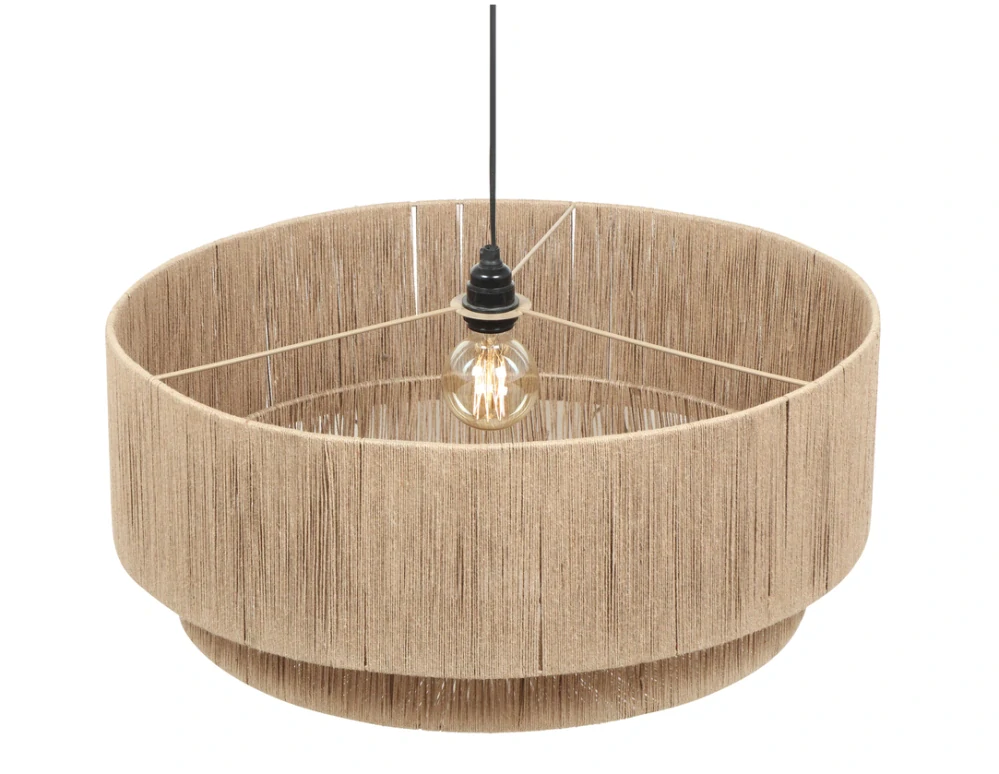 Trio Leuchten 366890136 SMILLA - Závěsný lustr se stínidlem z juty, 1 x E27, Ø 60cm
