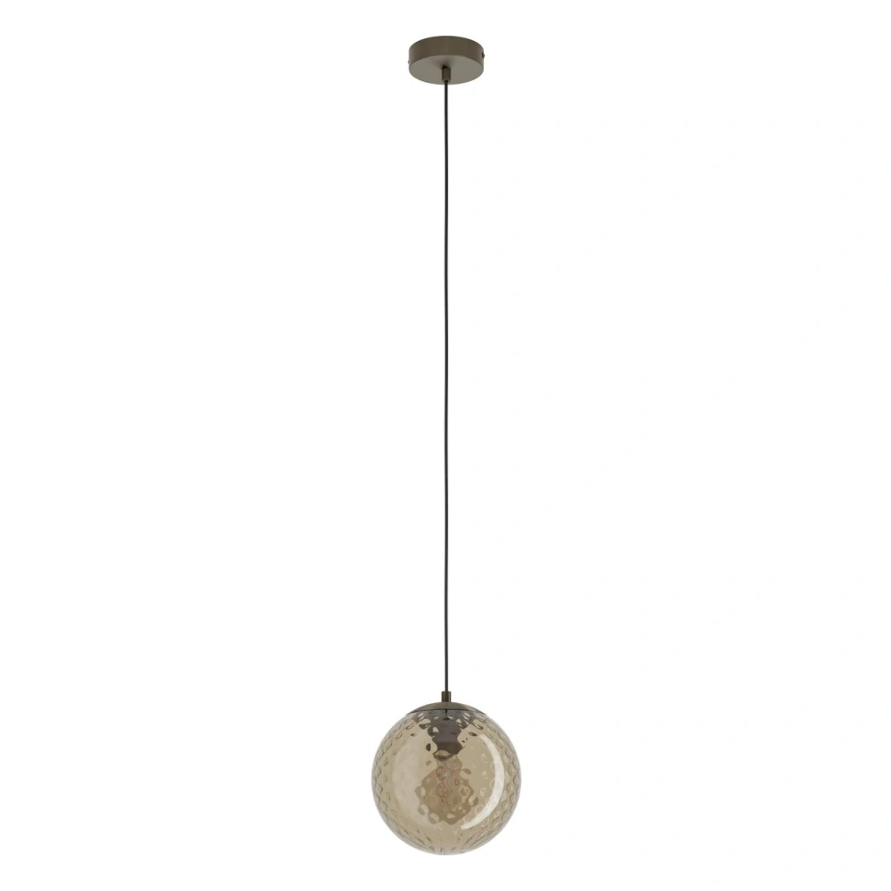 Eglo 902537 RONDO 2 - Závěsný kulatý lustr s bronzovým kovem a hnědým sklem 1 x E27, Ø 20cm
