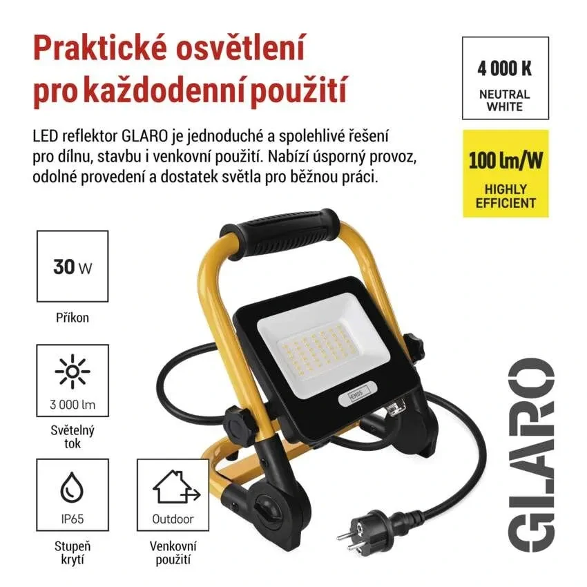 Emos ZS3213 GLARO - Přenosný LED reflektor, 30W, IP65