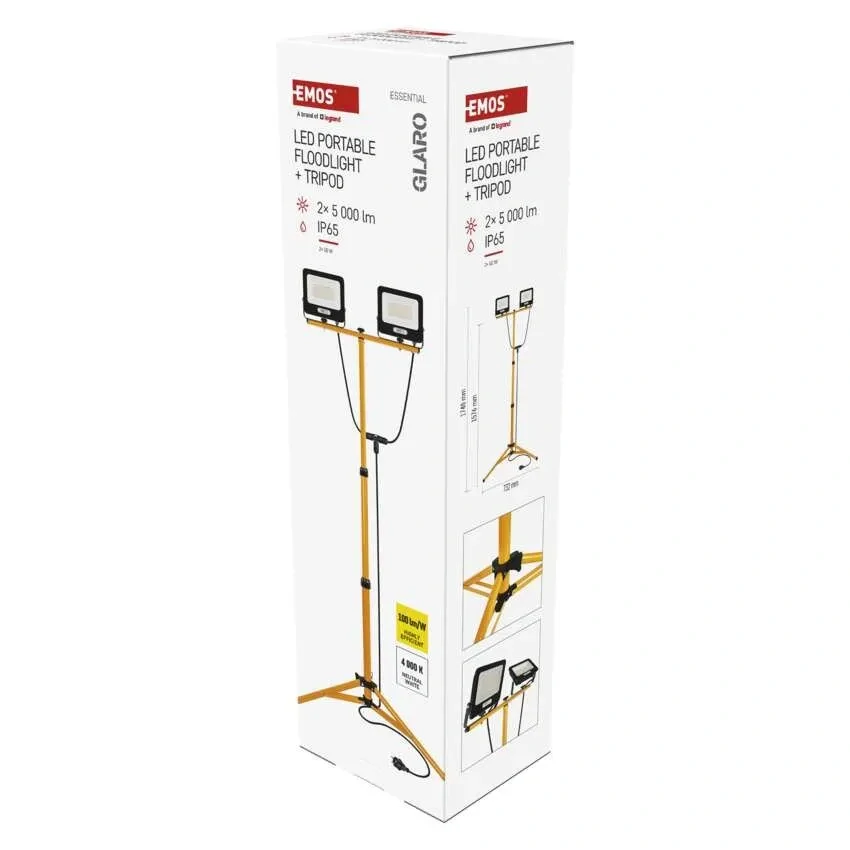 Emos ZS3214.2 GLARO - Přenosné LED reflektory na trojnožce, 2 x 50W, IP65