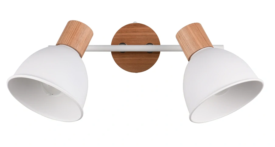 Trio Leuchten R86672031 DELUME - Stropní bílá dvojbodovka se dřevem, 2 x E27