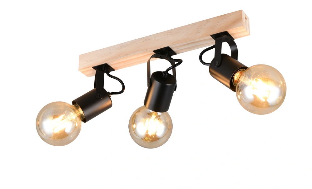 Trio Leuchten R86663032 LYNAR - Sropní černé trojbodové svítidlo v retro stylu, 3 x E27