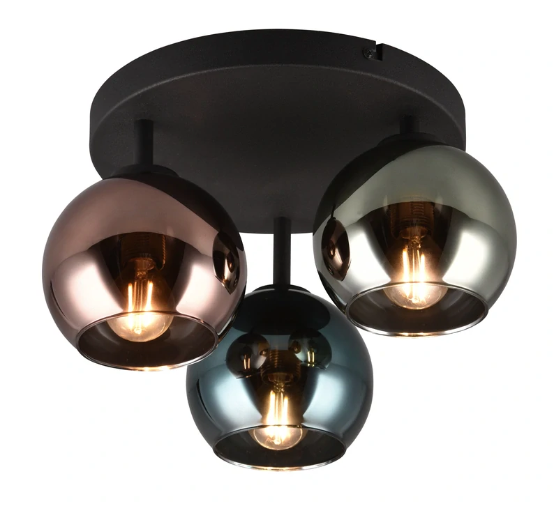 Trio Leuchten R61303017 SHELDON - Stropní lustr se skleněnými stínidly, 3 x E14