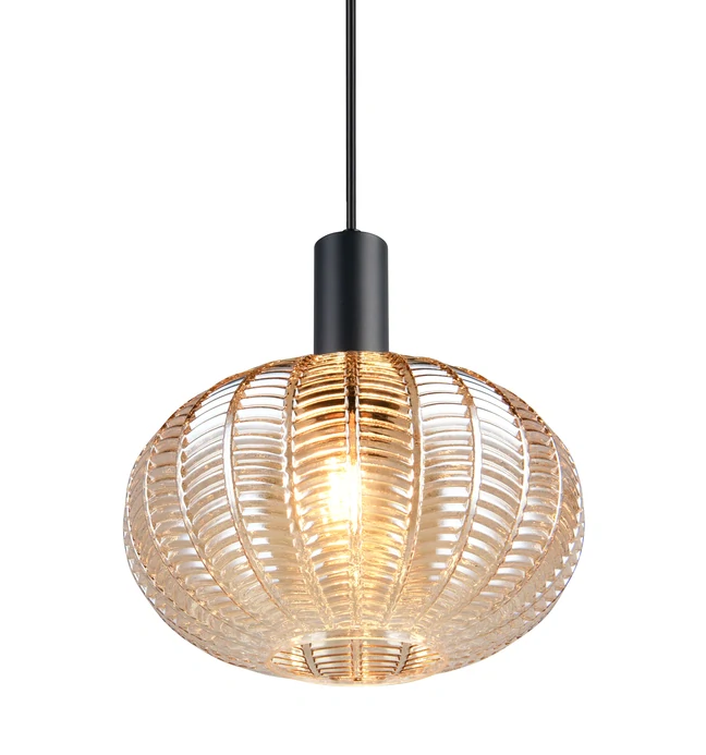 Trio Leuchten R36771013 ELVEZIA - Závěsný lustr se skleněným jantarovým stínidlem, 1 x E27