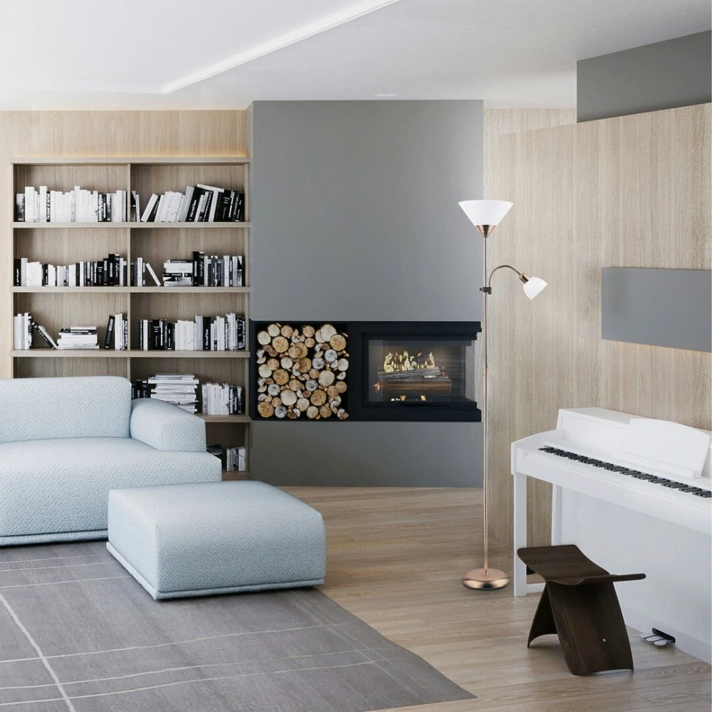 Rabalux 4065 ACTION - Stojací lampa s bodovkou na čtení v bronzové barvě, 1 x E27 + 1 x E14, 178cm