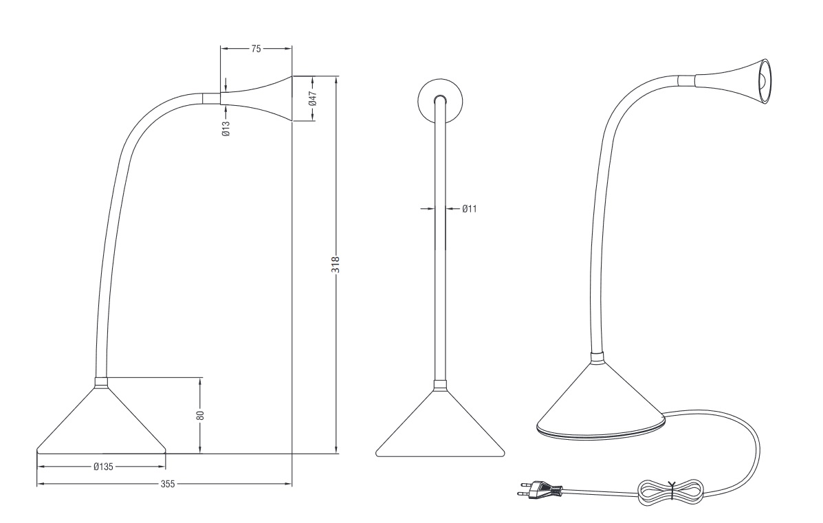 Trio Leuchten R52391187 VIPER - LED lampička s husím krkem v černo stříbrné barvě, LED 3W, 3000W