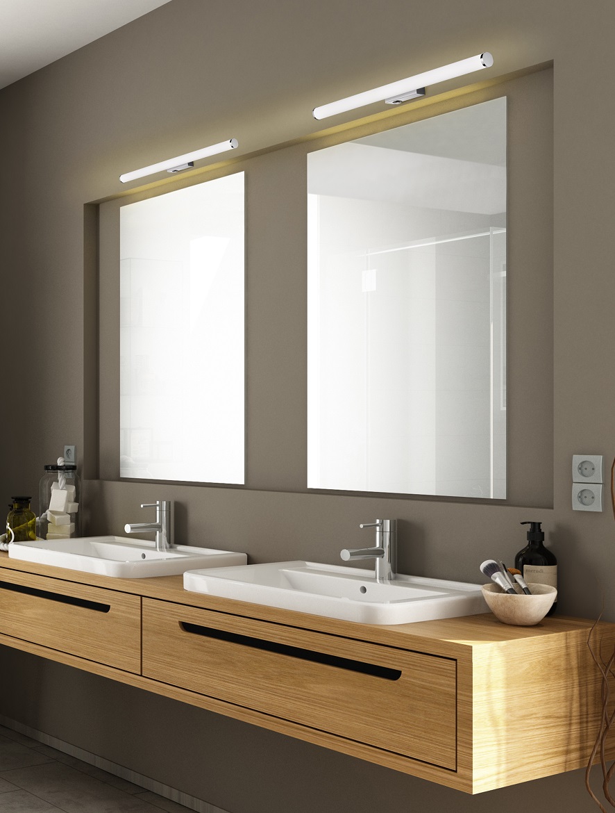 Trio Leuchten 283274306 MATTIMO - Koupelnové LED nástěnné svítidlo s vypínačem, lesklý chrom 8,6W, 4000K, IP44, 80cm