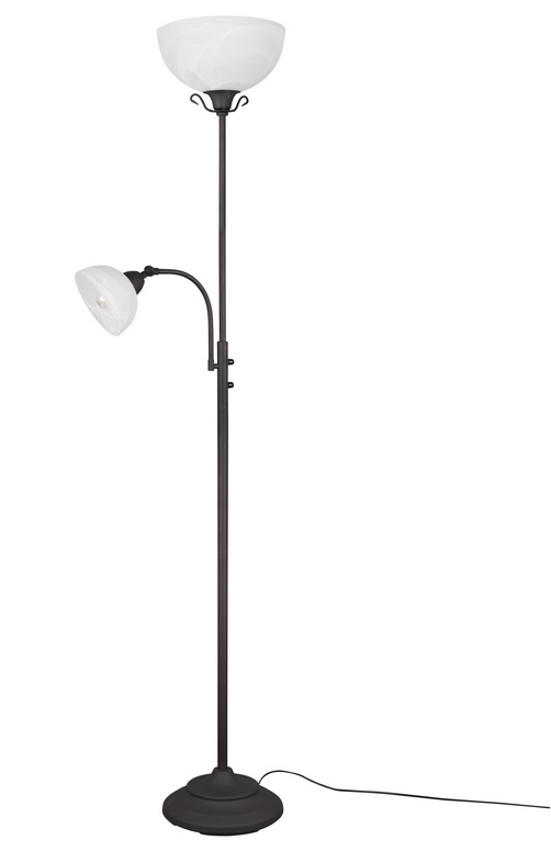 Trio Leuchten R46322024 COUNTRY - Rustilkální stojací lampa v hnědé barvě 1 x E27 + 1 x E14, výška 184cm