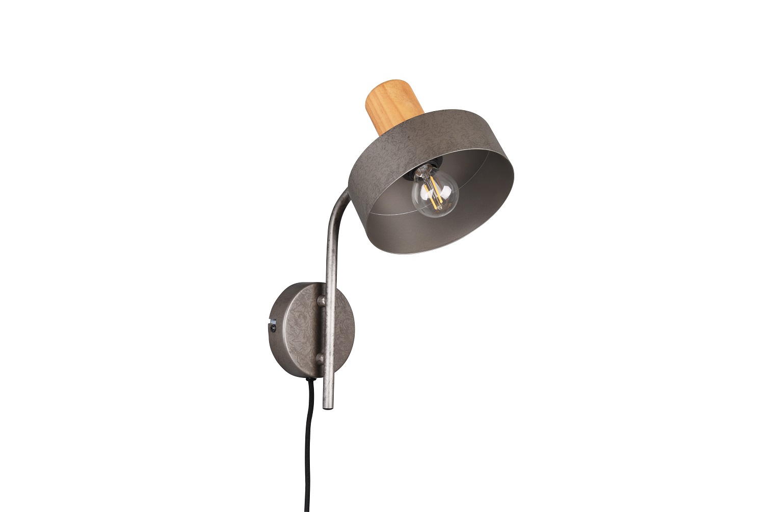 Trio Leuchten 209500167 GAYA - Retro nástěnná lampa s dřevěným prkem a vypínačem na kabelu 1 x E14