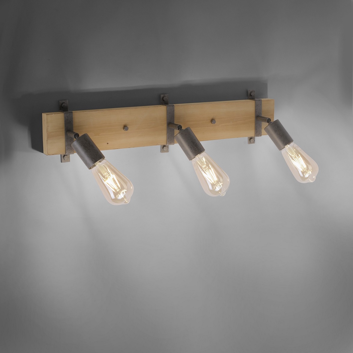 Leuchten Direkt 13473-79 SLAT - Stropní retro industriální svítidlo ve dřevě a kovu 3 x E27