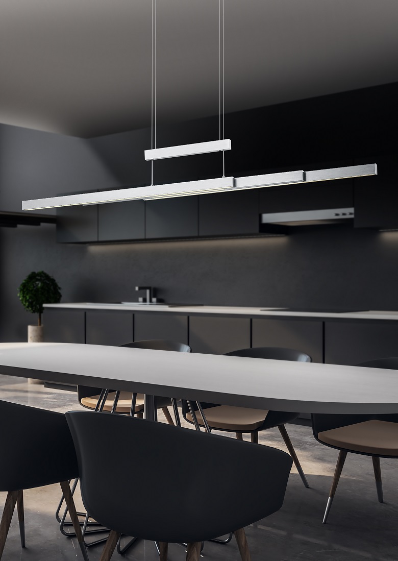 Trio Leuchten 375310507 TRAJAN - LED stahovací stříbrné svítidlo nad stůl, dotykem stmívatelné, LED 42W + 12W, 2700K - 5000K, šířka max 150cm