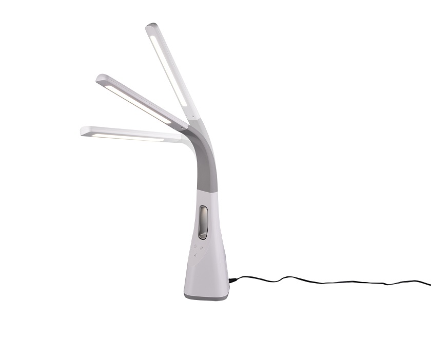 Trio Leuchten R50381101 VENTO - Dotykem stmívatelná bílá lampička s větráčkem, LED 5W, 3000K + 4000K + 5000K