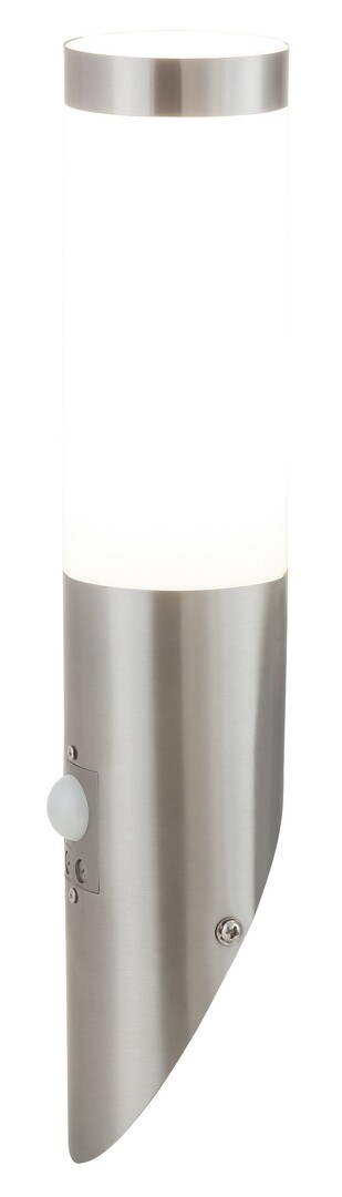 Rabalux 8266 INOX TORCH - Nástěnné venkovní svítidlo ve stříbrné barvě s čidlem pohybu, 1 x E27, IP44