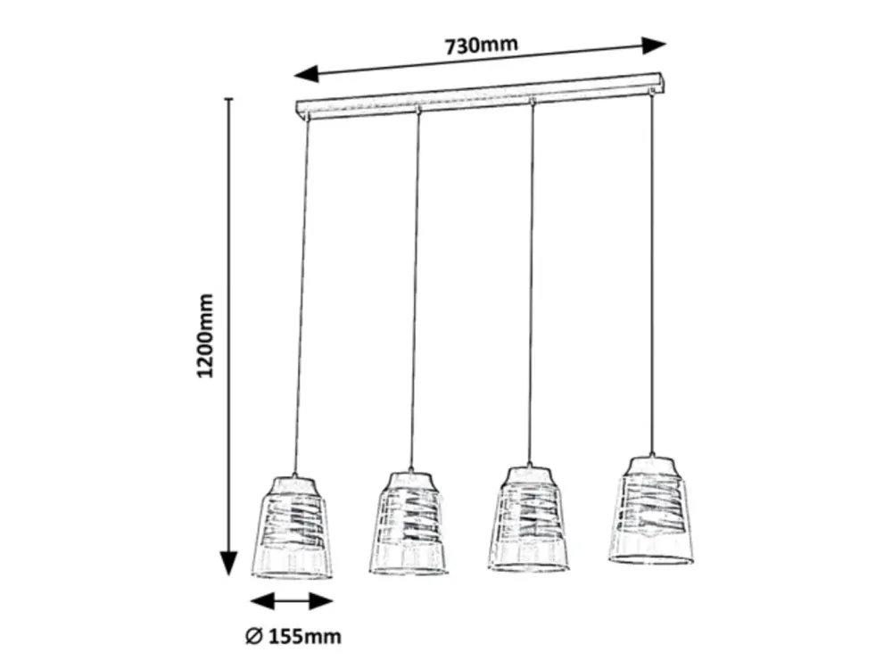 Rabalux 3544 ZENAIDA - Moderní závěsné svítidlo nad jídelní stůl, 4 x E27, 73cm