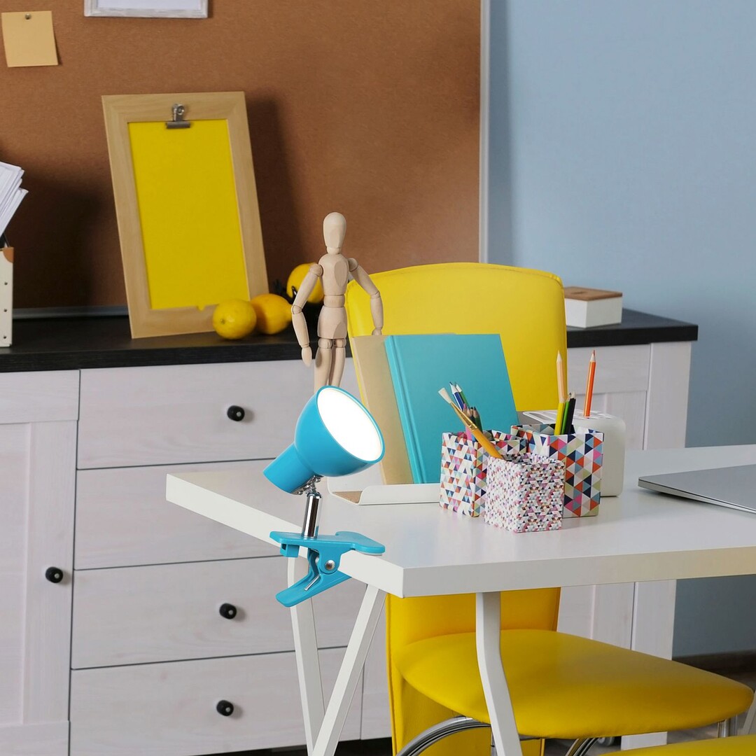 Rabalux 1479 NOAH - Stolní LED lampička se skřipcem na desku stolu nebo poličku v modré barvě, LED 5W, 3000K