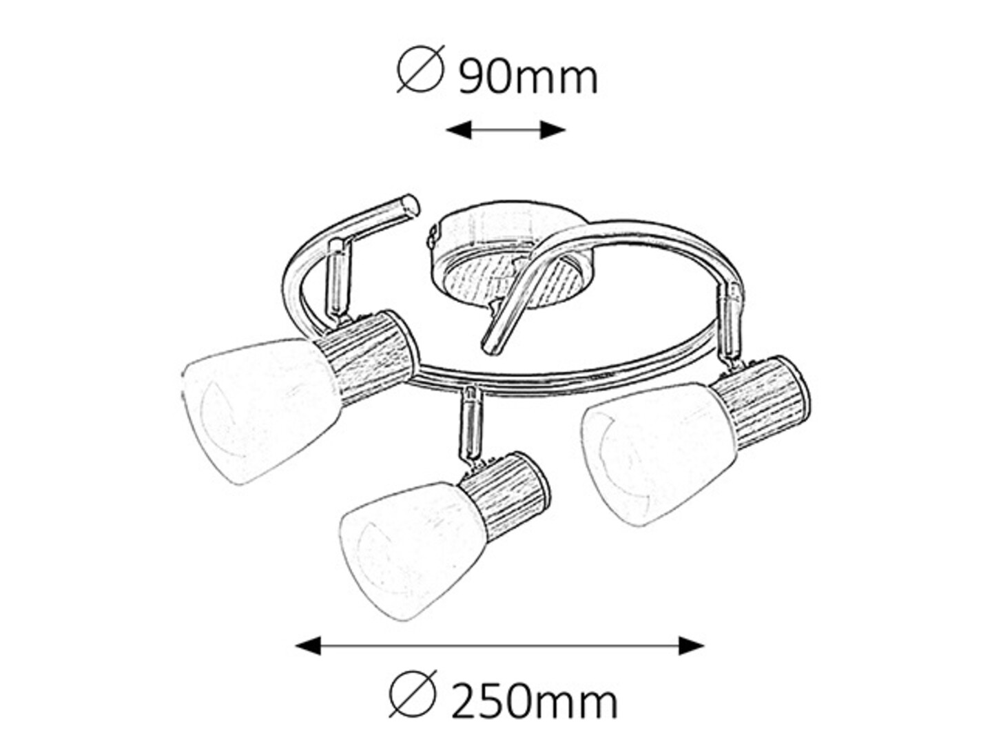 Rabalux 6488 GAVIN - Moderní stropní bodové svítidlo se dřevěným prvkem 3 x E14
