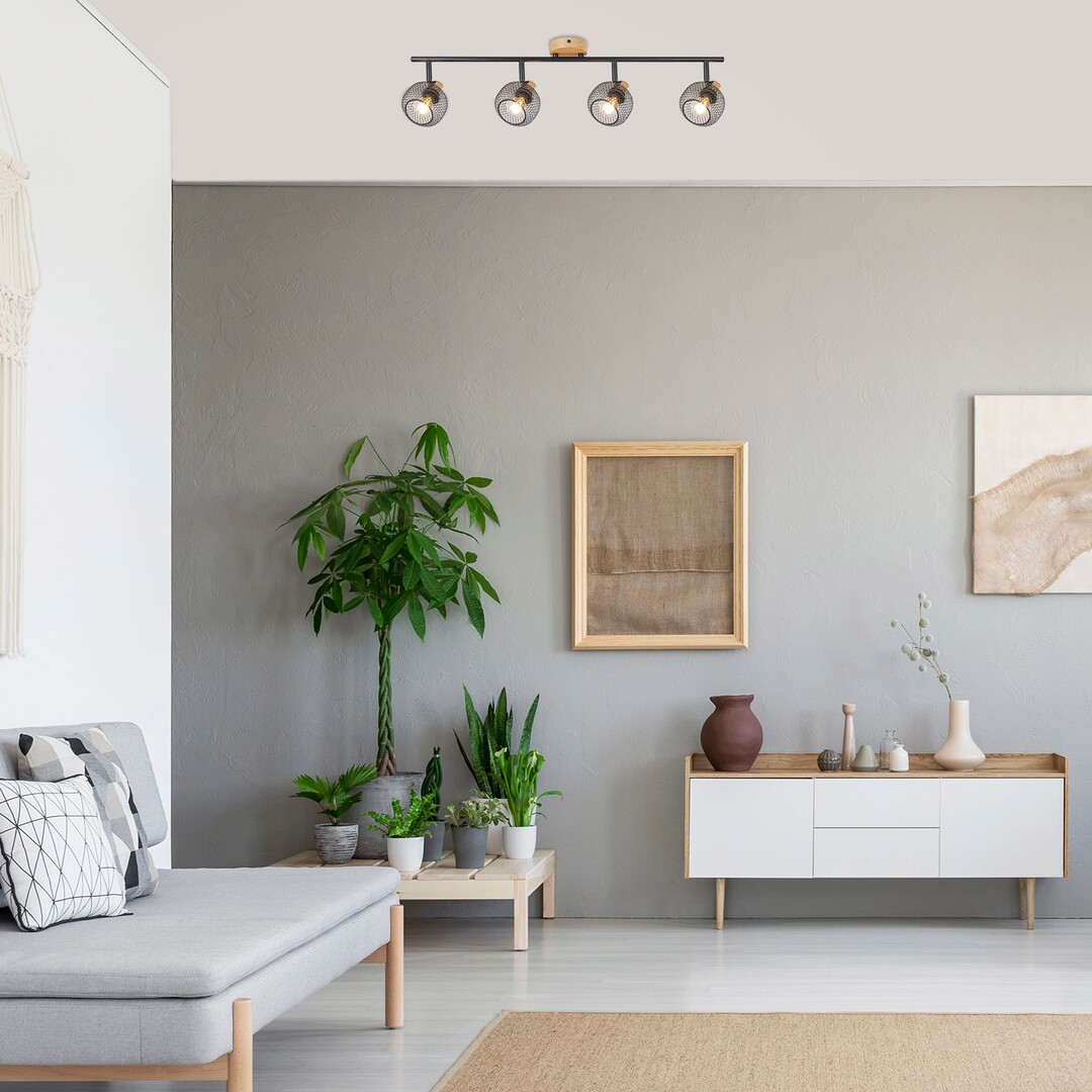 Rabalux 3130 GRENDEL - Stropní bodové svítidlo v imitaci dřeva, 4 x E14, 75cm