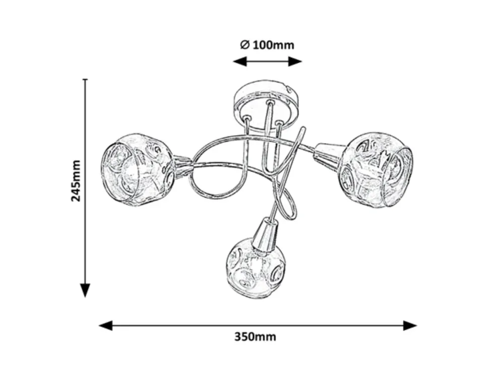 Rabalux 5348 TAMARA - Stropní svítidlo se zakroucenými rameny a kouřovými skly, 3 x E14, Ø 35cm