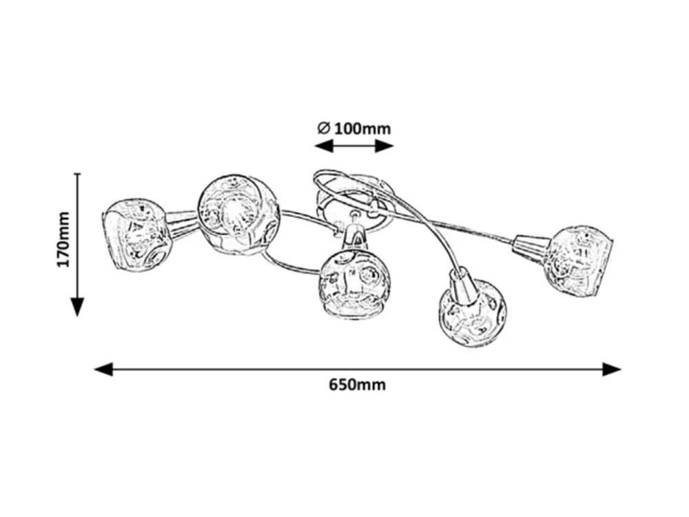 Rabalux 5349 TAMARA - Stropní svítidlo se zakroucenými rameny a kouřovými skly, 5 x E14, 65cm