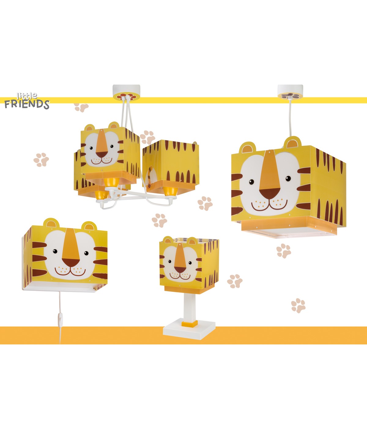 Dalber 64567 LITTLE TIGER - Dětské stropní svítidlo s motivem tygříků + Dárek 3 x LED žárovka