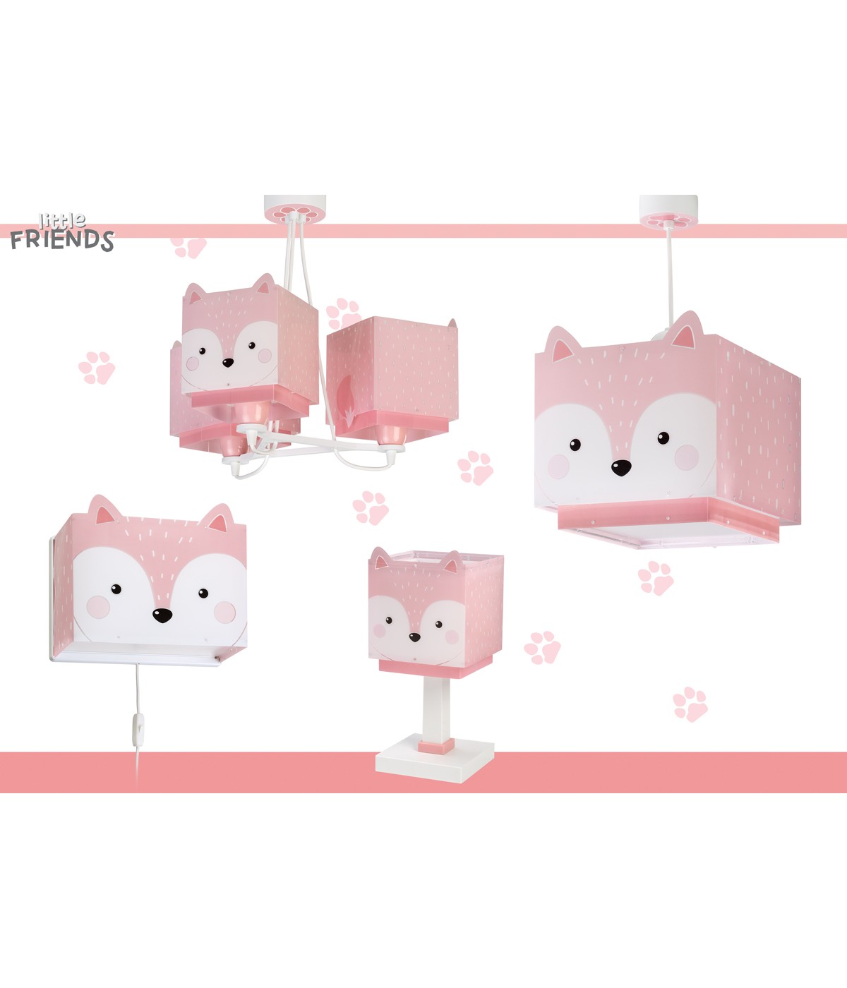 Dalber 64587 LITTLE FOX  - Dětské stropní svítidlo s motivem lišek + Dárek 3 x LED žárovka