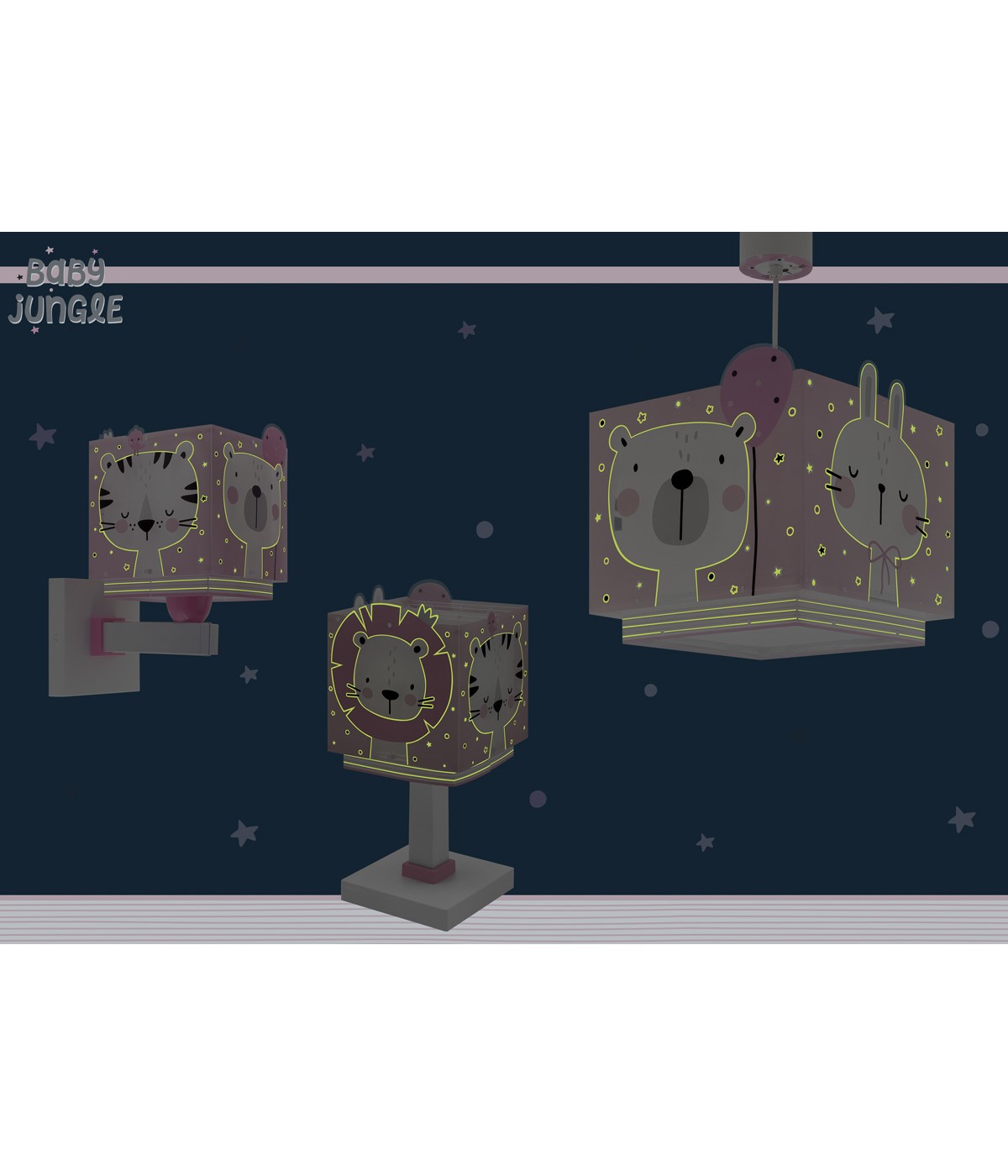 Dalber 63112S JUNGLE - Dětský lustr do pokojíčku s motivem zvířátek, fosforeskující + Dárek LED žárovka