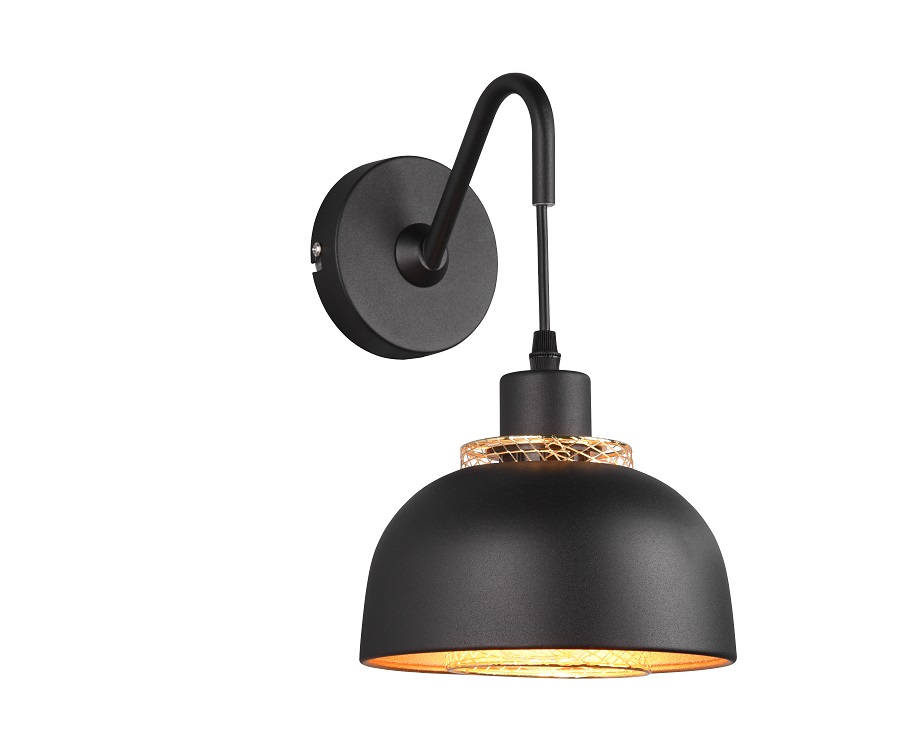 Trio Leuchten R20811732 PUNCH - Nástěnná černá lampa s vypínačem na kabelu, 1 x E27