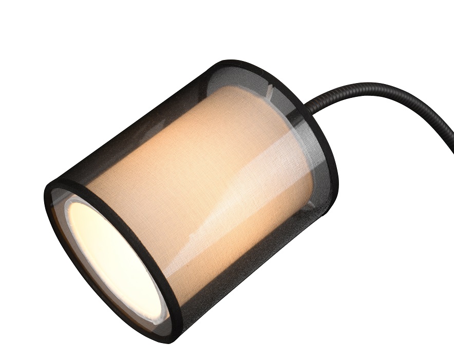 Trio Leuchten 411400232 BURTON - Stojací moderní lampa se čtecím ramenem v černé barvě s dvojtým stínidlem, 174cm