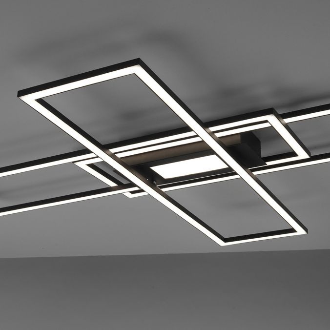Leuchten Direkt 14693-18 ASMIN - LED stropní stmívatelné svítidlo v černé barvě s dálkovým ovladačem, LED 50W, 2700-5000K, 99 x 69cm