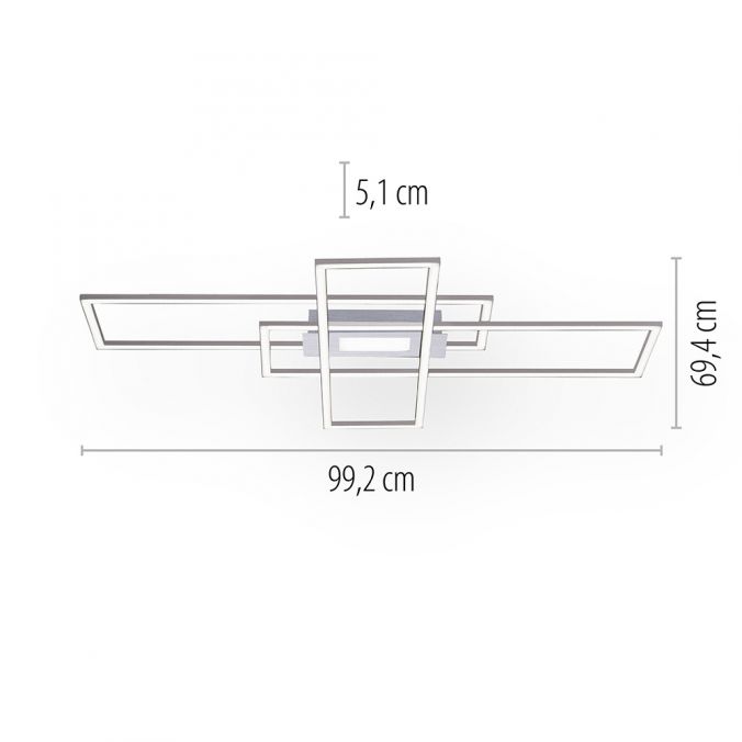 Leuchten Direkt 14693-55 ASMIN - LED stropní stmívatelné svítidlo ve stříbrné barvě s dálkovým ovladačem, LED 50W, 2700-5000K, 99 x 69cm
