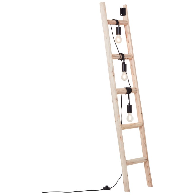 Brilliant 93152/76 LADDER - Stojací retro dřevěná lampa, 3 x E27, 157cm