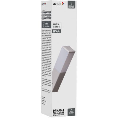 Avide AOLWE27-PAN-SN PANAMA- Venkovní nástěnné stříbrné svítidlo, 1 x E27, IP44, 39681