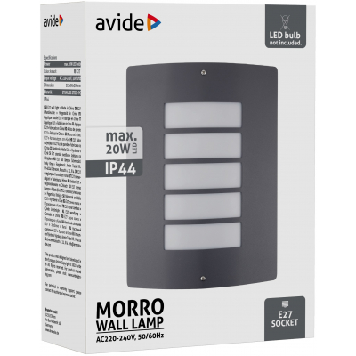 Avide AOLWE27-MOR-AN MORRO - Venkovní nástěnné antracitové svítidlo 1 x E27, IP44