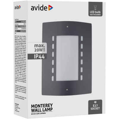 Avide AOLWE27-MON-AN MONTEREY - Venkovní nástěnné antracitové svítidlo 1 x E27, IP44
