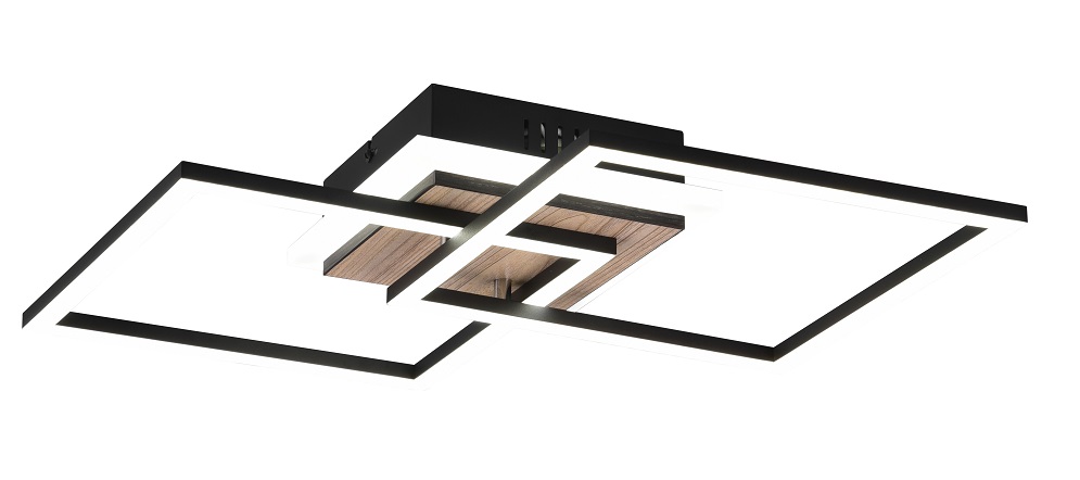 Trio Leuchten R62793635 GIRO - Stropní LED lustr s dálkovým ovladačem se dřevěnou monturou, LED 25W, 2700 - 6000K, 46 x 28cm