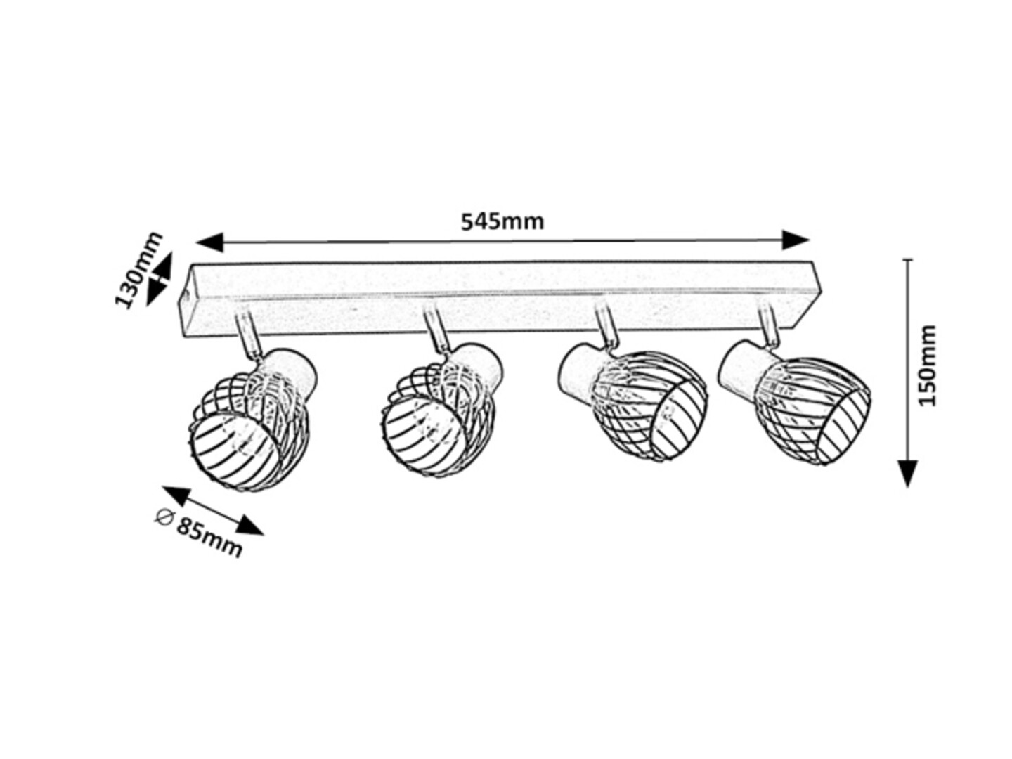 Rabalux 73004 ABERAMA - Retro stropní svítidlo v černé barvě 4 x E14, 54,5cm