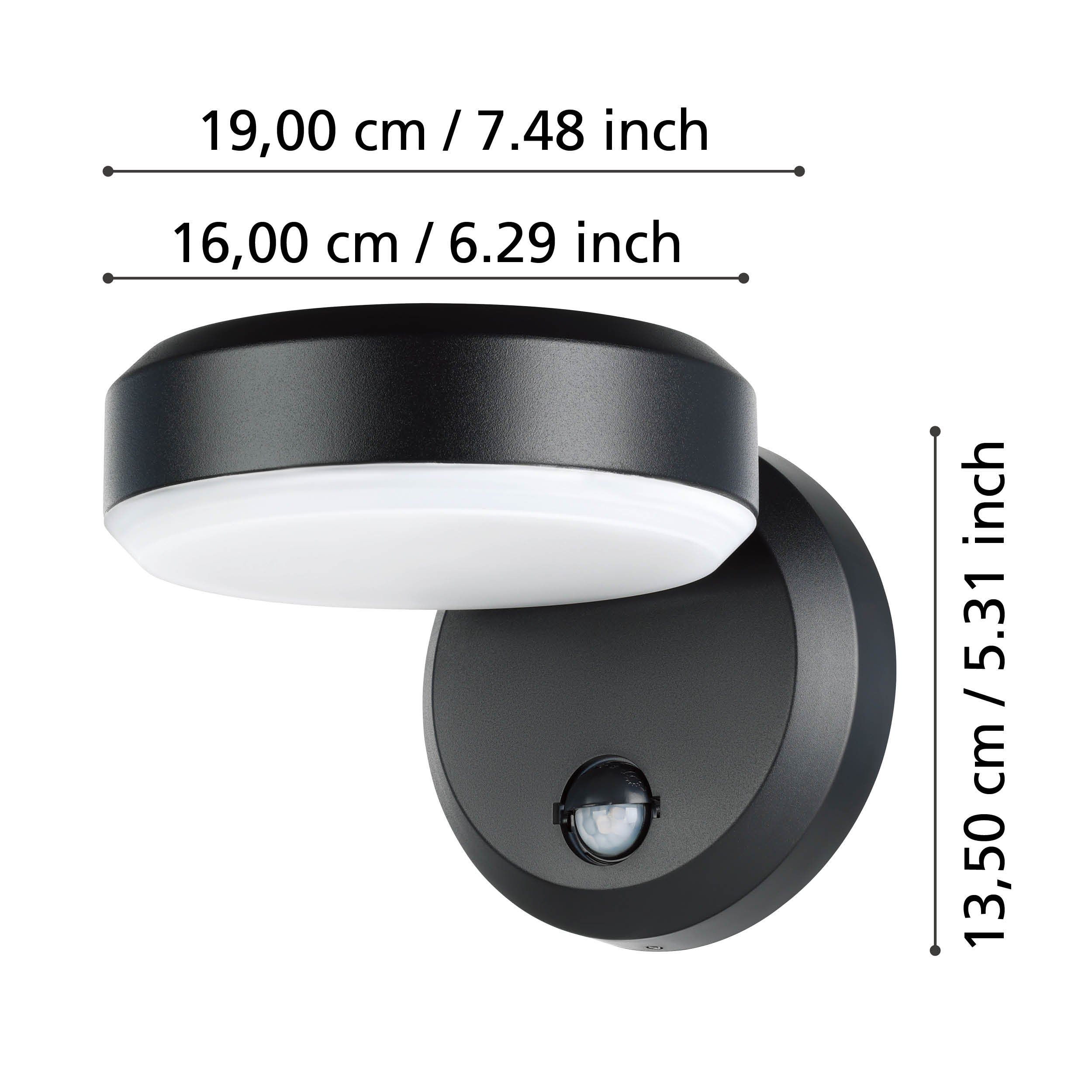 Eglo 900674 FORNACI LED - Venkovní nástěnné svítidlo s čidlem v černé barvě, LED 8,7W, 3000K, IP54